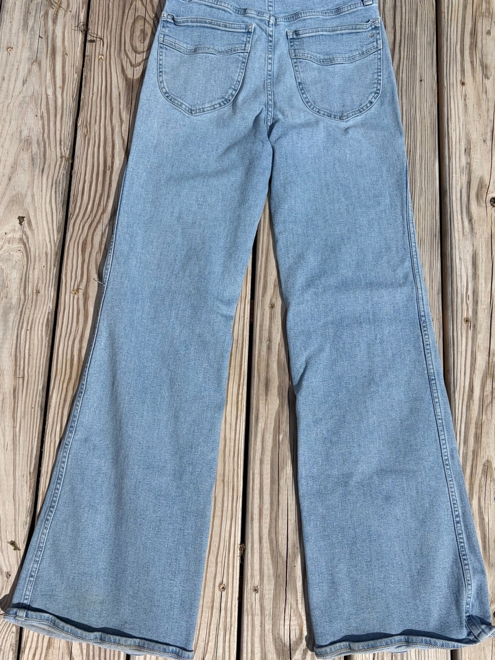 Madewell 11" High Rise Flare Jeans Light Wash Distressed‎ 20% Hemp Size 27 - Picture 9 of 14